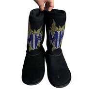 Bearpaw Womens Black Suede Sheepskin MW Boots Sz 6