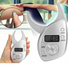 Body Fat Caliper Monitor Electronic Digital Body Fat Analyzer Skin Tester Silver