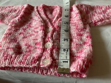 Baby New Born Cardigan Pinks And White  Hand Knitted