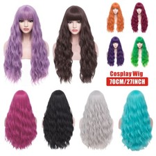 Long Curly Wig with Bangs for Women Cosplay Party Costume Synthetic Full Wigs