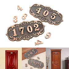 Retro Copper Door Number Name Plate House Hotel Gate Sign Plaque 0-8 Decoration
