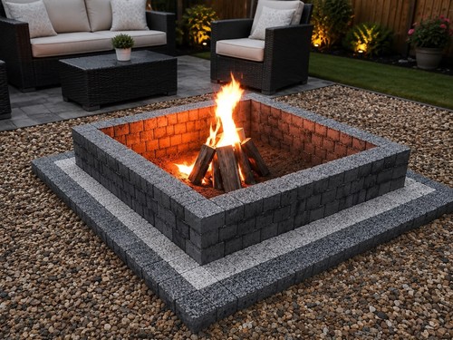 Square fire pit granite - square,