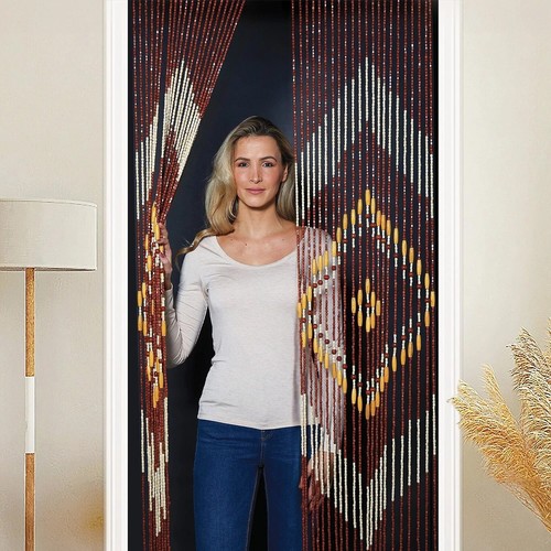 Bamboo beaded door curtain - bamboo,