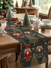 Christmas Nutcracker Table Runner Set Holiday Home Party Table Decor