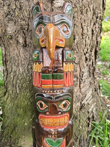 Totem pole 40cm hand carved - totem,