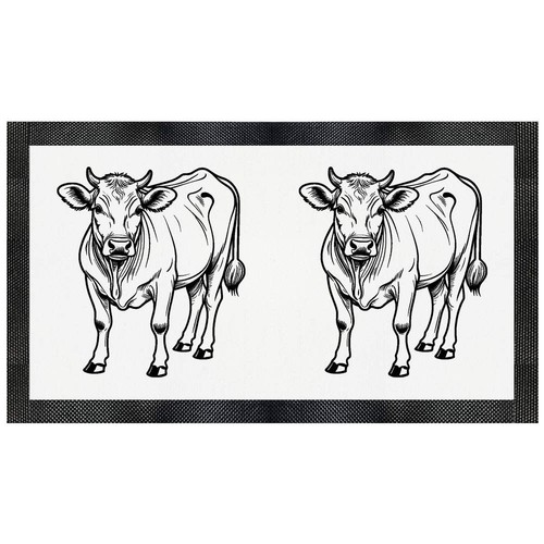Cow line art pet feeding - line, art'