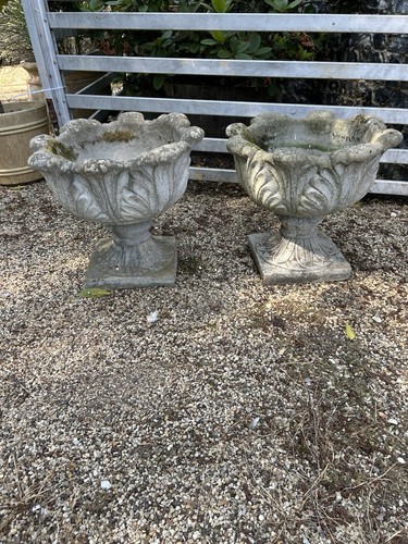 Vintage stone tulip shaped urn - vintage,