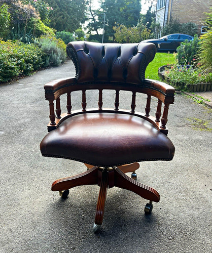 Vintage brown leather - leather, swivel