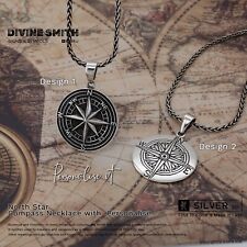 925 Silver Compass Necklace Men’s Personalised Graduation Gift Pendant✔️Solid925