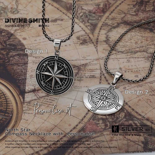 925 silver compass necklace - 925,