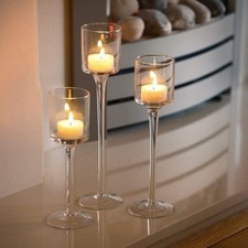 Set of 3 Clear Glass Tealight