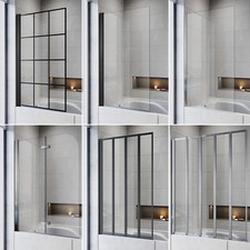 ELEGANT Bath Shower Screen 5 Types Bathroom Tempered Glass Panel Splash-proof