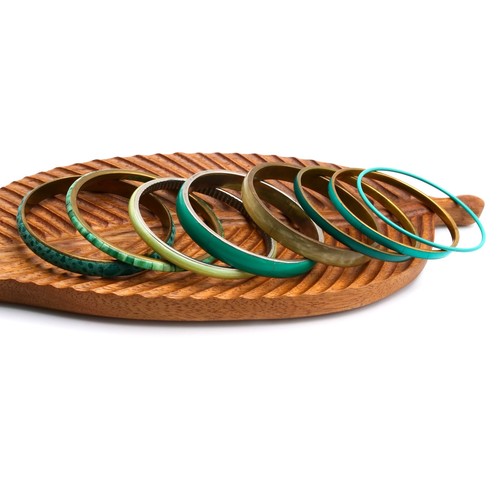 Green bangle stack set - green, –