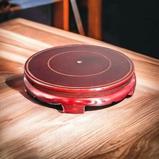 Wooden Fishbowl Display Vase Pot Planter Spinning Stand Base Plant Pot Displa...