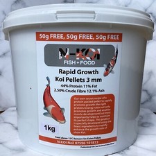 44% Protein N-KOI Rapid Growth Koi or Pond Pellets 3mm 1kg RRP £21 Free Delivery