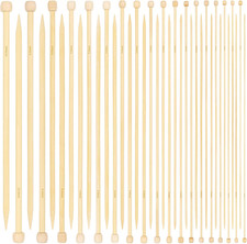 Bamboo Knitting Needles 25Cm, 18 Pairs of 2Mm-10Mm Short Wooden Knitting Needles