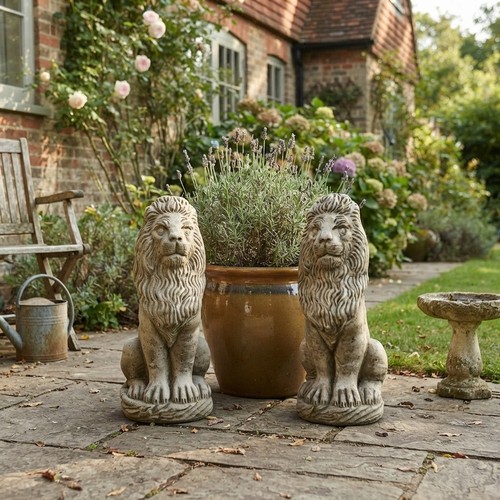 Stone garden lion ornaments - lion,