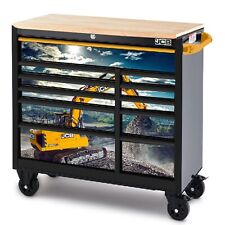 JCB 42’’ Roller Tool Cabinet, 11 Drawers, Steel with Hardwood Worktop