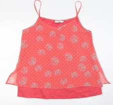 Myrine Womens Pink Polka Dot Polyester Camisole Button-Up Size M V-Neck - Layere