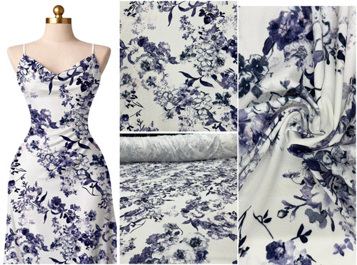 Lavender navy floral - navy,