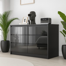 Black 6 Drawer High Gloss