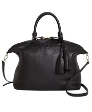 Tory Burch Thea  Medium Slouchy Satchel Crossbody BagBlack Pebbled Leather