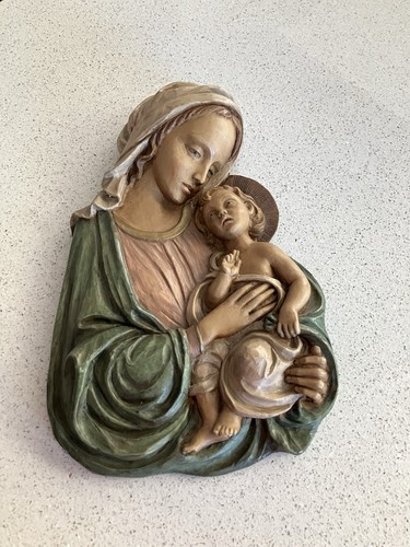Madonna and child wall plaque - and,