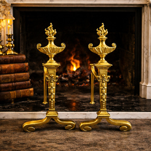 Antique brass fireplace - brass,