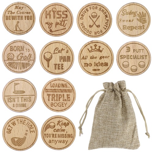 12pcs wooden engraved - wooden, golf