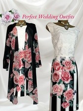 MICHAELA LOUISA Size 18 Rose Print Mother Of The Bride Dress Jacket Outfit £305