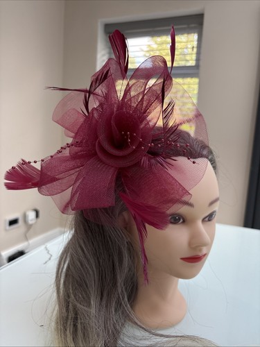 Ladies burgundy fascinator - burgundy,
