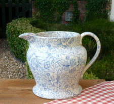 Antique Jug Blue and White Burleigh ware ? Calico Chintz Large
