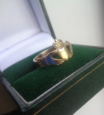 IRISH Claddagh Gold Ring 9ct Yellow Gold  hallmark  1990    Size L to M