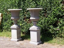 PAIR OF GOERGAIN URNS ON