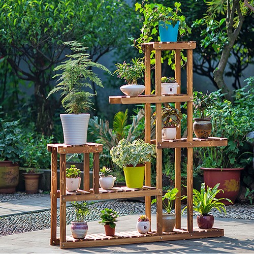 Step design wooden plant stand - step,