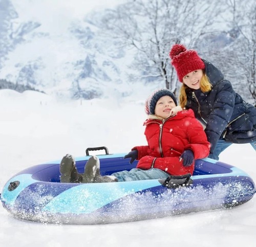 Qpau inflatable snow sled tube - snow,
