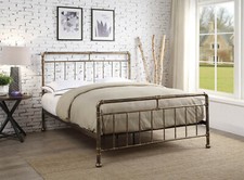 Modern Metal Industrial Bed Frame | Scaffold Pipe Brass Copper Double King Size