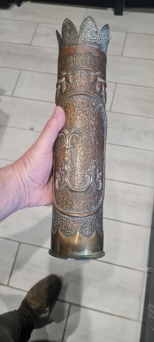 Ww1 trench art shell with - shell,