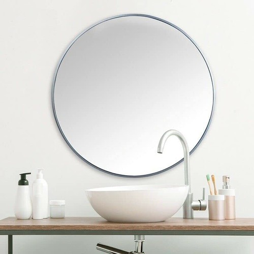 Round grey wall mirror metal