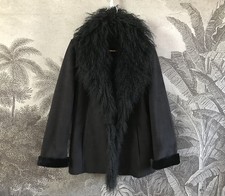 Statement Afghan Coat Vintage Jasper Conran 12 Suede Jacket Real Mongolian Fur