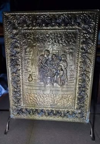 Antique brass fire screen