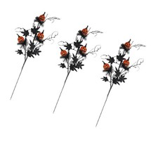  3 Pcs Halloween Willow Sticks 3d Pumpkin Decorations Artificial Maple Leaves