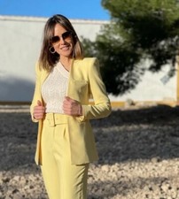ZARA YELLOW COLLARLESS BLAZER