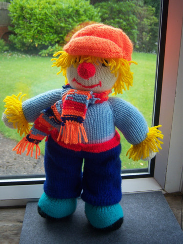 Hand knitted scarecrow - knitted, ~