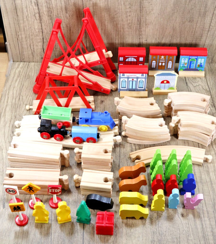 Wooden train set mostly - set, tesco