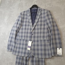 Next Tailoring Suit Set Men's 44R Grey Navy Check Slim Fit Formal 2-Piece Set