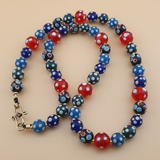 Vintage Venetian african Style MultiColor Eyes Glass beads necklace 22 inches