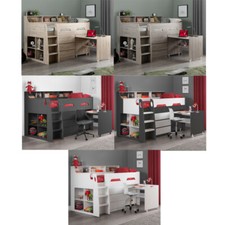 Children's Mid Sleeper, Jupiter Wooden Bed Single 5 Colour 4 Mattress Options