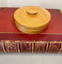 Signed Cherry Wood Round Box -