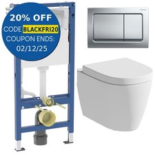 Rimless Wall Hung Toilet Pan Soft Close Seat & Geberit Concealed Cistern Frame